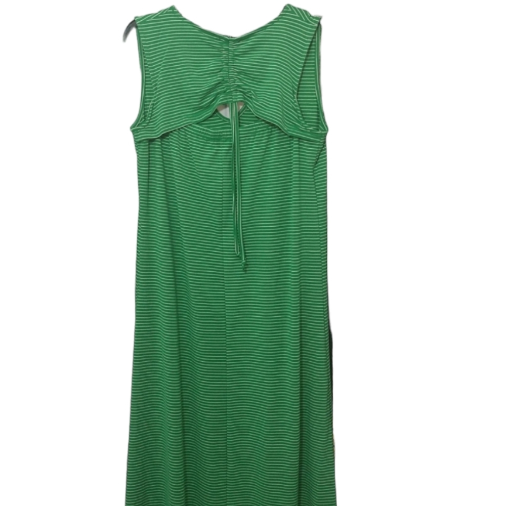 Green & White Striped Thyme & Honey Swing Midi Dress sz Medium
